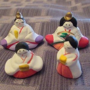 Vintage Japanese miniature ceramic Hina matsuri dolls